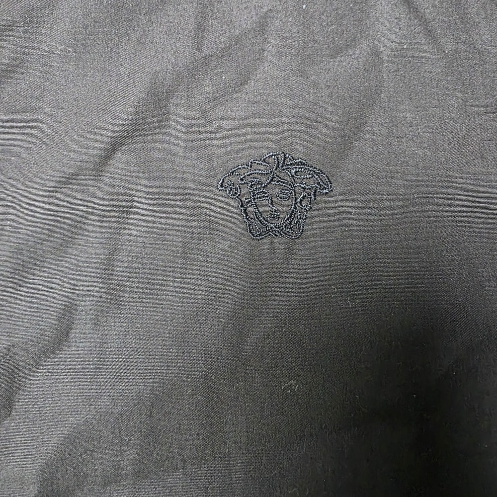 Versace Medusa Head Embroidered Snap Shirt Mens 2XL XXL Black Hip Hop Grunge Emo - Picture 7 of 12